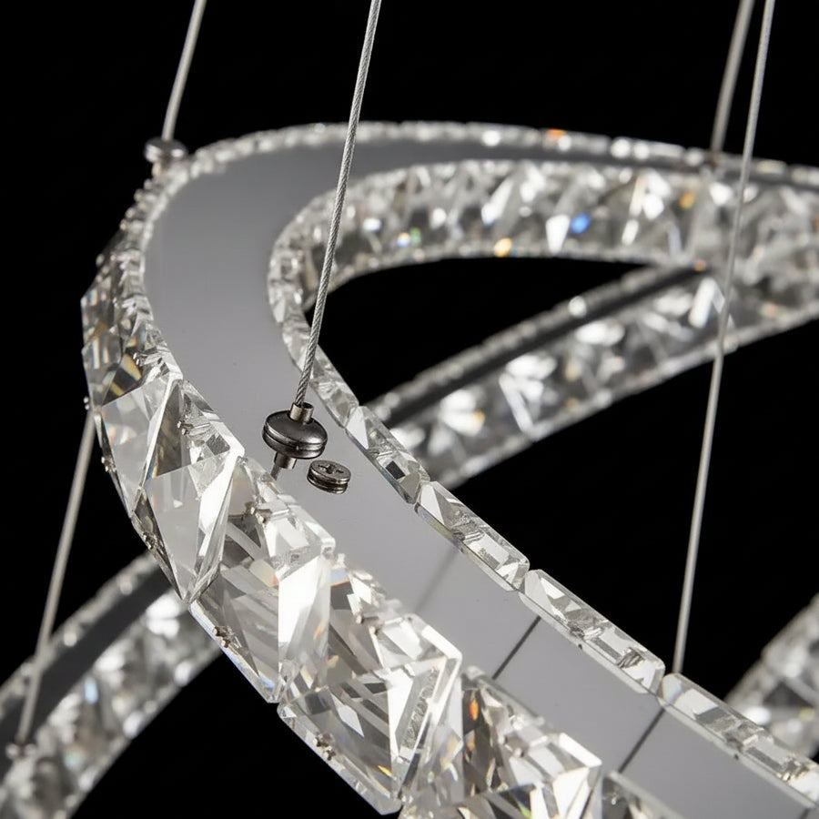 Πολυέλαιος LED με Τηλεχειριστήριο PRISM Luminis, κρύσταλλο και μέταλλο, 210W, 4 κύκλοι, ρυθμιζόμενο, κρύο/θερμό/ουδέτερο φως, πολυέλαιοι LED πολυτελούς φωτισμού με προεπιλεγμένο τηλεχειριστήριο Τίτλος Alessandro Design