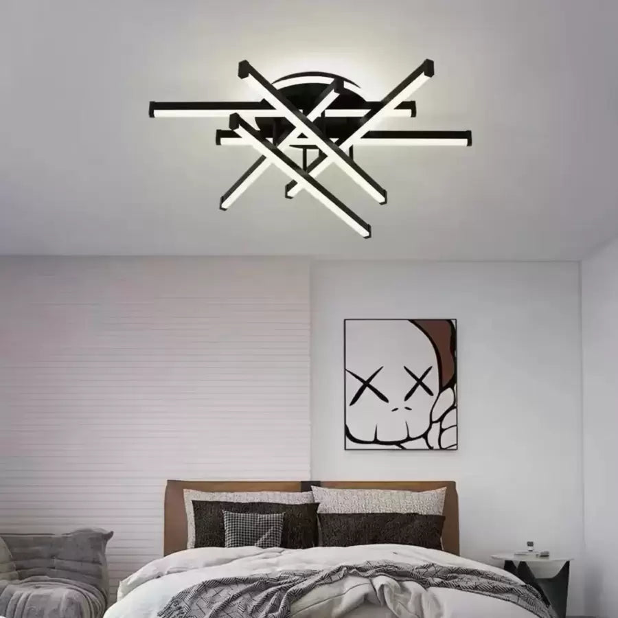 Πολυέλαιος LED με τηλεχειριστήριο FILO 188W, 6 Στοιχεία, Γραμμικό, Κρύο/Ζεστό/Ουδέτερο φως, Ρυθμιζόμενο, Μαύροι πολυέλαιοι LED με τηλεχειριστήριο Προεπιλεγμένος τίτλος Alessandro Design