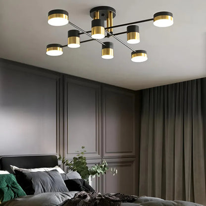 Πολυέλαιος LED με τηλεχειριστήριο JAYSON 57W, 8 Στοιχεία, Κρύο/Ζεστό/Ουδέτερο φως, Ρυθμιζόμενο, Γυαλιστερό μαύρο χρυσό LED Πολυέλαιοι με τηλεχειριστήριο Προεπιλεγμένος τίτλος Alessandro Design