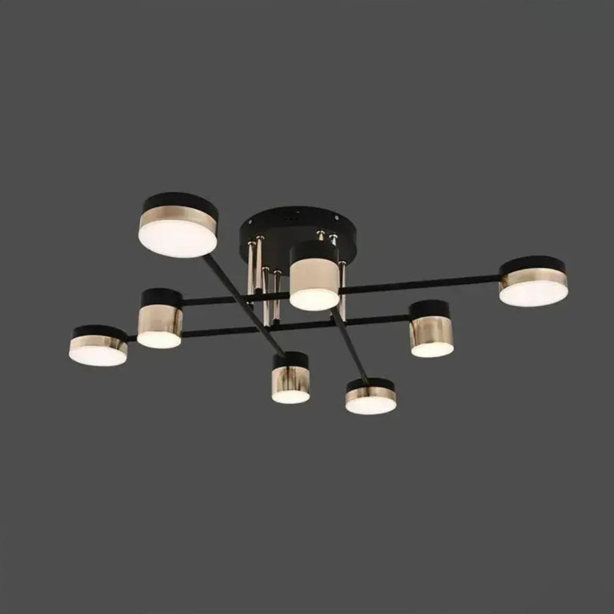 Πολυέλαιος LED με τηλεχειριστήριο JAYSON 57W, 8 Στοιχεία, Κρύο/Ζεστό/Ουδέτερο φως, Ρυθμιζόμενο, Γυαλιστερό μαύρο χρυσό LED Πολυέλαιοι με τηλεχειριστήριο Προεπιλεγμένος τίτλος Alessandro Design