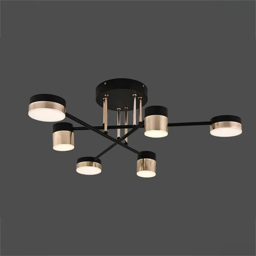 Πολυέλαιος LED με τηλεχειριστήριο JAYSON 72W, 6 Στοιχεία, Κρύο/Ζεστό/Ουδέτερο φως, Ρυθμιζόμενο, Γυαλιστερό μαύρο χρυσό Πολυέλαιοι LED με τηλεχειριστήριο Προεπιλεγμένος τίτλος Alessandro Design