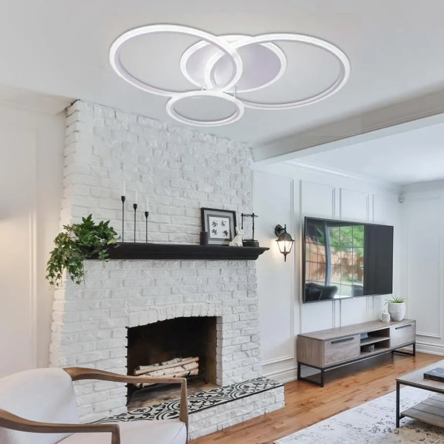 Πολυέλαιος LED με τηλεχειριστήριο LUCY 69W, 4 κύκλοι, κρύο/θερμό/ουδέτερο φως, ρυθμιζόμενο, λευκός πολυέλαιος LED με τηλεχειριστήριο Προεπιλεγμένος τίτλος Alessandro Design