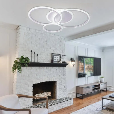 Πολυέλαιος LED με τηλεχειριστήριο LUCY 69W, 4 κύκλοι, κρύο/θερμ/ουδέτερο φως, ρυθμιζόμενο, λευκό