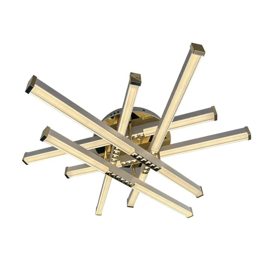 Πολυέλαιος LED με τηλεχειριστήριο MAKOTO 144W, 6 Στοιχεία, Γραμμικό, Κρύο/Ζεστό/Ουδέτερο φως, Ρυθμιζόμενο, Χρυσό Λευκό Πολυέλαιοι LED με Τηλεχειριστήριο Προεπιλεγμένος τίτλος Alessandro Design