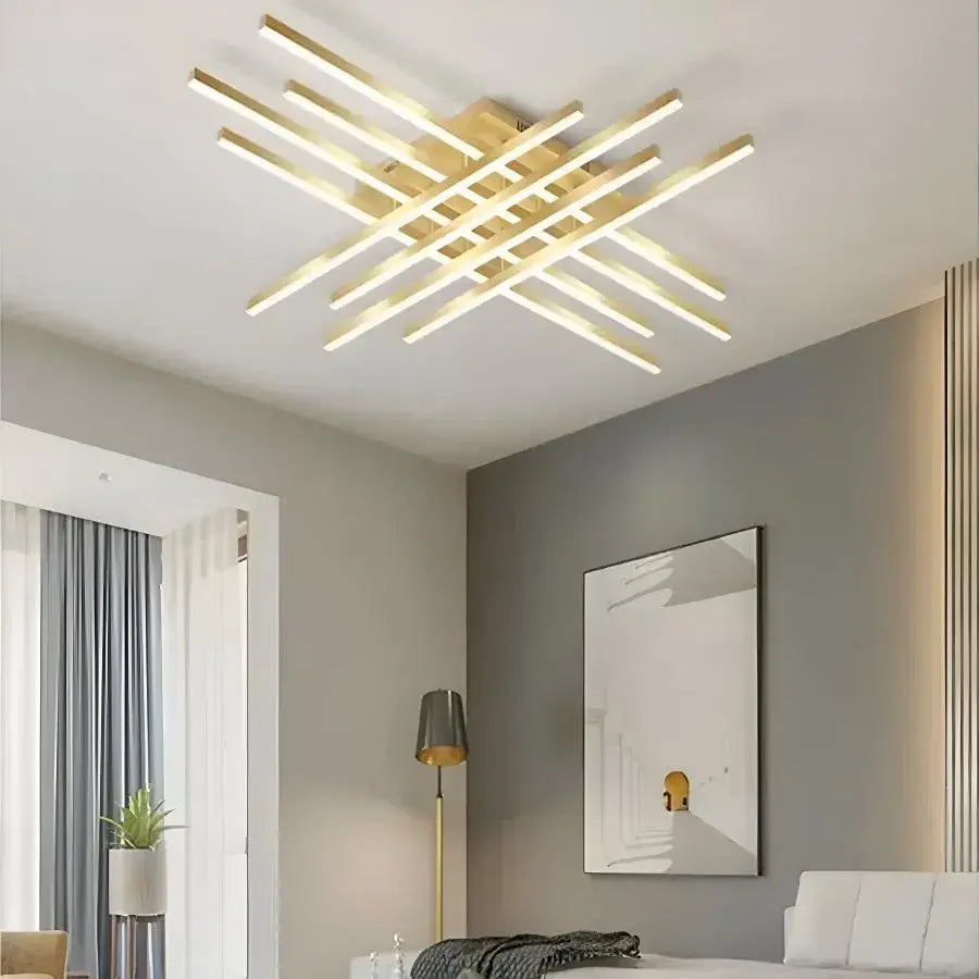 Πολυέλαιος LED με τηλεχειριστήριο MORA 160W, 8 Στοιχεία, Γραμμικό, Κρύο/Ζεστό/Ουδέτερο φως, Ρυθμιζόμενο, Γυαλιστερό Χρυσό LED Πολυέλαιοι με Τηλεχειριστήριο Προεπιλεγμένος τίτλος Alessandro Design