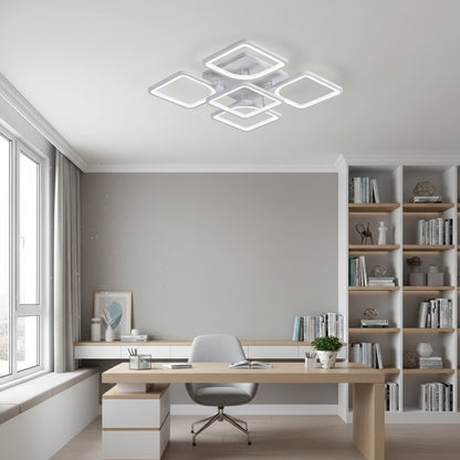 Πολυέλαιος LED με τηλεχειριστήριο ZOE 70W, 5 τετράγωνα, κρύο/θερμό/ουδέτερο φως, ρυθμιζόμενο, λευκός πολυέλαιος LED με τηλεχειριστήριο Προεπιλεγμένος τίτλος Alessandro Design