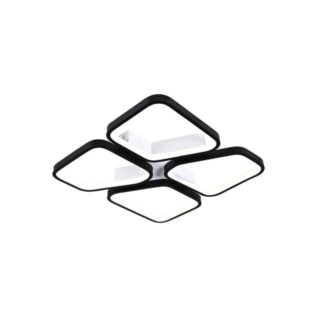 Πολυέλαιος LED με τηλεχειριστήριο DAIKI 69W, 4 τετράγωνα, κρύο/θερμό/ουδέτερο φως, ρυθμιζόμενο, μαύροι πολυέλαιοι LED με τηλεχειριστήριο Προεπιλεγμένος τίτλος Alessandro Design