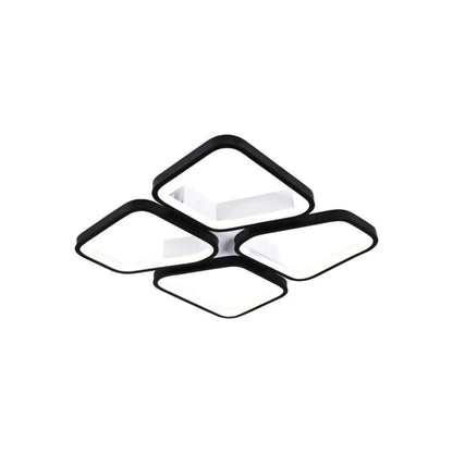 Πολυέλαιος LED με τηλεχειριστήριο DAIKI 69W, 4 τετράγωνα, κρύο/θερμό/ουδέτερο φως, ρυθμιζόμενο, μαύροι πολυέλαιοι LED με τηλεχειριστήριο Προεπιλεγμένος τίτλος Alessandro Design
