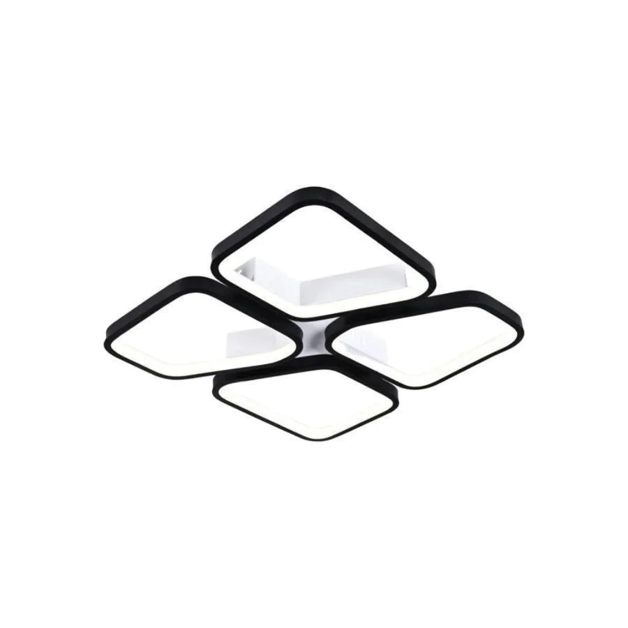 Πολυέλαιος LED με τηλεχειριστήριο DAIKI 69W, 4 τετράγωνα, κρύο/θερμό/ουδέτερο φως, ρυθμιζόμενο, μαύροι πολυέλαιοι LED με τηλεχειριστήριο Προεπιλεγμένος τίτλος Alessandro Design