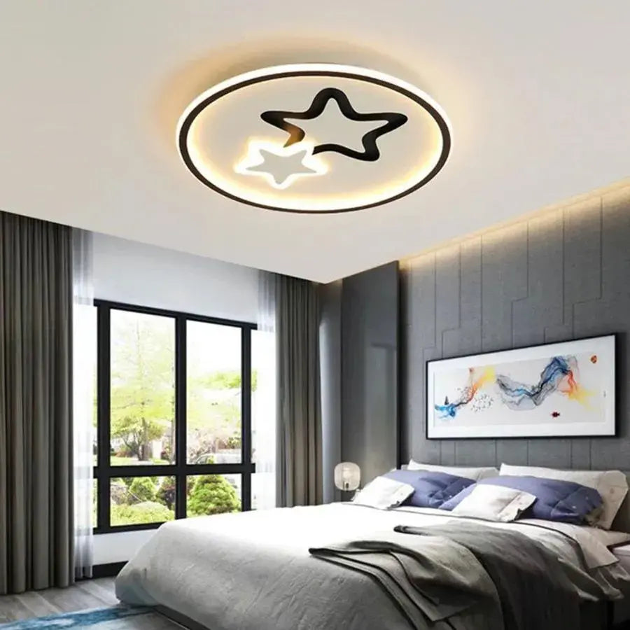 Πολυέλαιος LED με τηλεχειριστήριο EMELIANA 57W, Αστέρι, Κρύο/Ζεστό/Ουδέτερο φως, Ρυθμιζόμενο, Μαύροι πολυέλαιοι LED με τηλεχειριστήριο Προεπιλεγμένος τίτλος Alessandro Design