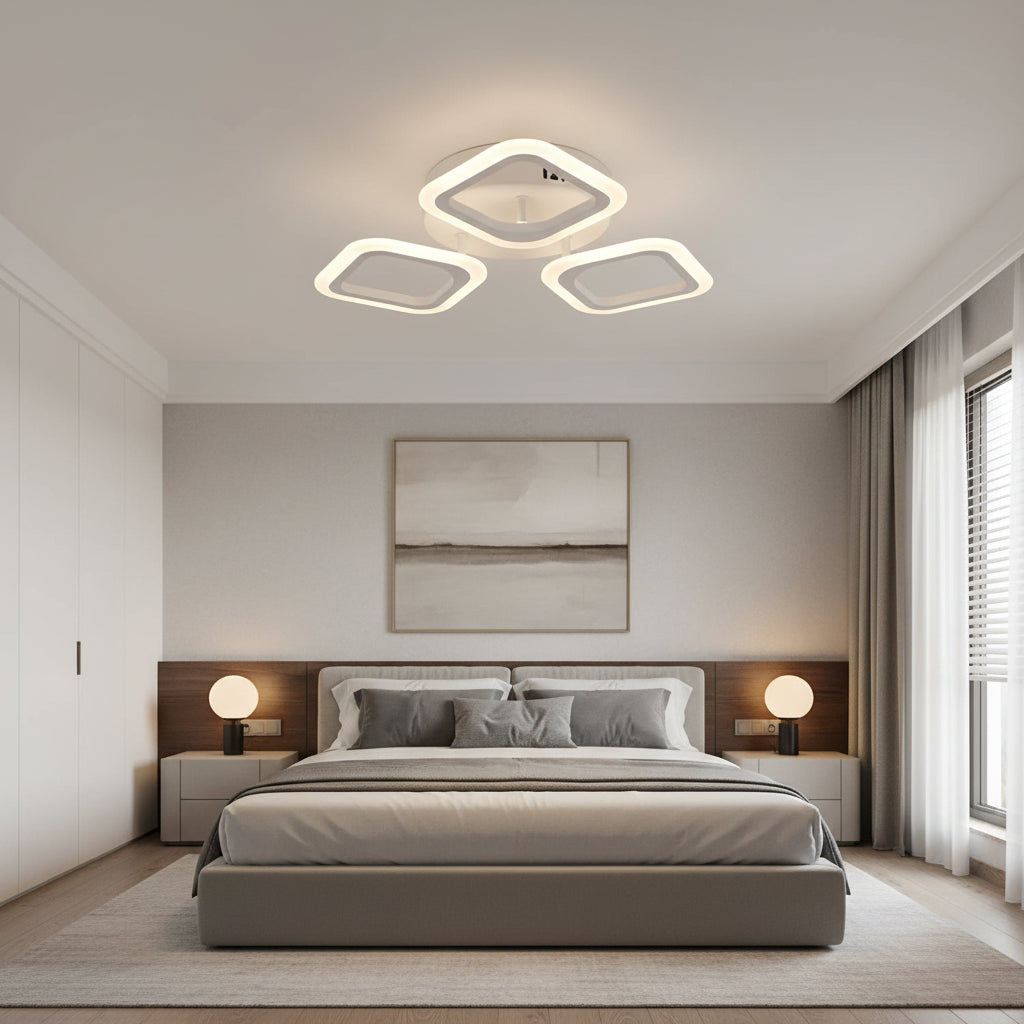 Πολυέλαιος LED ERIKA 20W, 3 τετράγωνα, ουδέτερο φως 4000k, Λευκό, μέταλλο και ακρυλικό εφαρμοσμένο πολυέλαιοι LED Προεπιλεγμένος τίτλος Alessandro Design