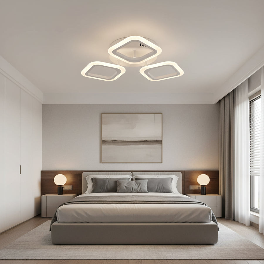 Πολυέλαιος LED ERIKA 20W, 3 τετράγωνα, ουδέτερο φως 4000k, Λευκό, μέταλλο και ακρυλικό εφαρμοσμένο πολυέλαιοι LED Προεπιλεγμένος τίτλος Alessandro Design