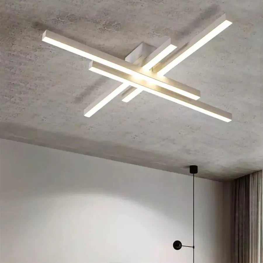 Πολυέλαιος LED με τηλεχειριστήριο MORA 80W, 4 Στοιχεία, Γραμμικό, Κρύο/Ζεστό/Ουδέτερο φως, Ρυθμιζόμενο, Λευκός πολυέλαιος LED με τηλεχειριστήριο Προεπιλεγμένος τίτλος Alessandro Design