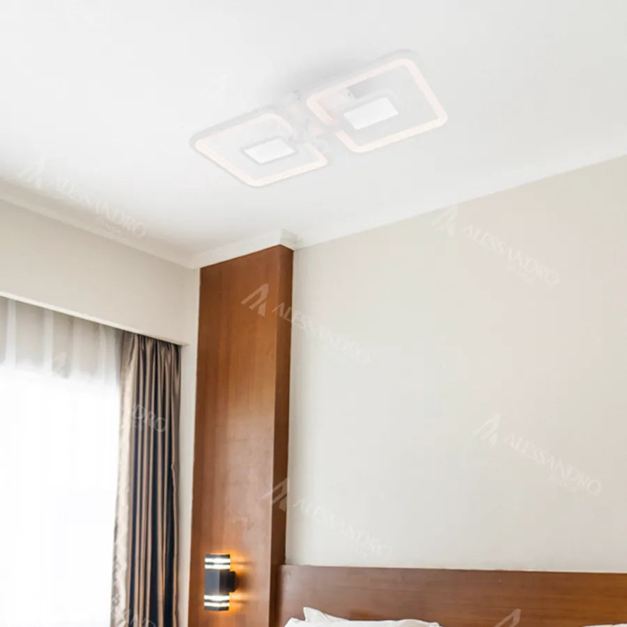 Πολυέλαιος LED με τηλεχειριστήριο FELIX 28W, 2 τετράγωνα, κρύο/θερμό/ουδέτερο φως, ρυθμιζόμενο, λευκός πολυέλαιος LED με τηλεχειριστήριο Προεπιλεγμένος τίτλος Alessandro Design