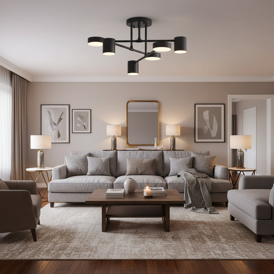 Πολυέλαιος LED GALIOS 26W, 6 Στοιχεία, Κρύο/Ζεστό/Ουδέτερο φως, Μαύρο