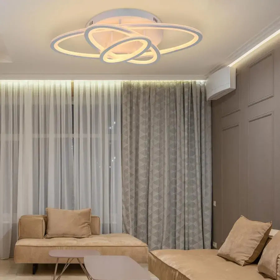Πολυέλαιος LED με τηλεχειριστήριο TIANA 78W, 3 Ellipse, Κρύο/Ζεστό/Ουδέτερο φως, Dimmable, Λευκός πολυέλαιος LED με τηλεχειριστήριο Προεπιλεγμένος τίτλος Alessandro Design