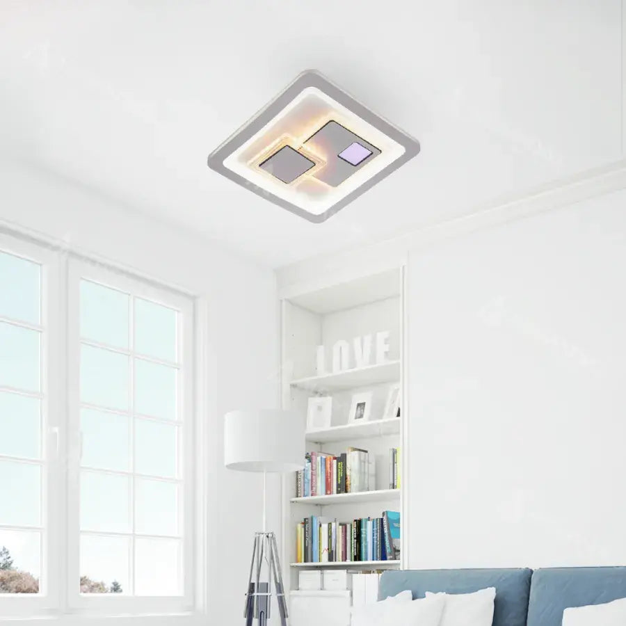 Πολυέλαιος LED KEREN 33W, Τετράγωνο, Κρύο/Ζεστό/Ουδέτερο φως 3000K/4000K/6000K, Λευκό, Μεταλλικό και Ακρυλικό LED Πολυέλαιοι Προεπιλεγμένος τίτλος Alessandro Design