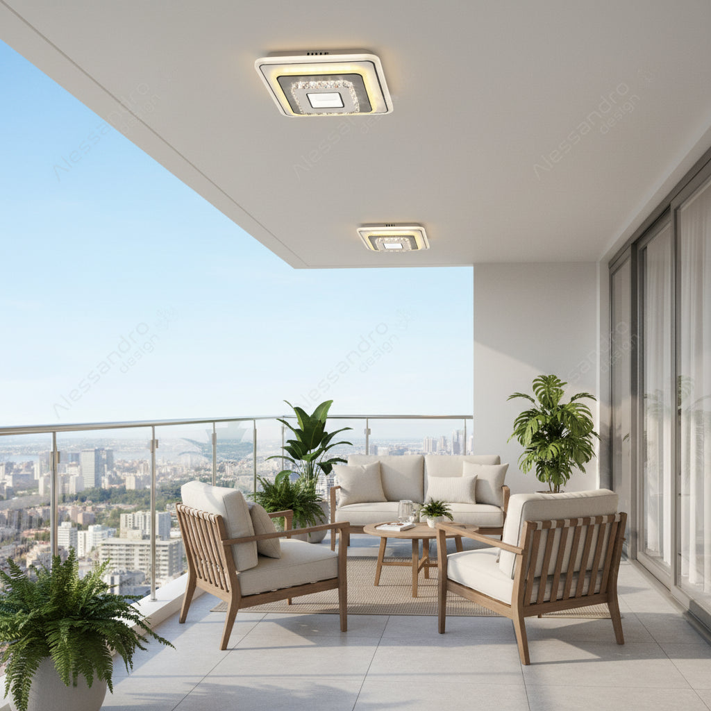 Crystal LED πολυέλαιος MITA 39W, 20x20cm, Τετράγωνο, Κρύο/Ζεστό/Ουδέτερο φως, Λευκοί πολυέλαιοι LED Προεπιλεγμένος τίτλος Alessandro Design