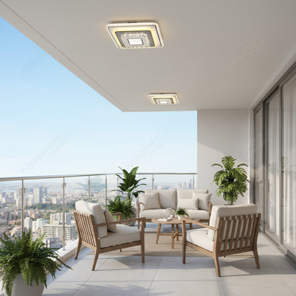 Crystal LED πολυέλαιος MITA 39W, 20x20cm, Τετράγωνο, Κρύο/Ζεστό/Ουδέτερο φως, Λευκοί πολυέλαιοι LED Προεπιλεγμένος τίτλος Alessandro Design