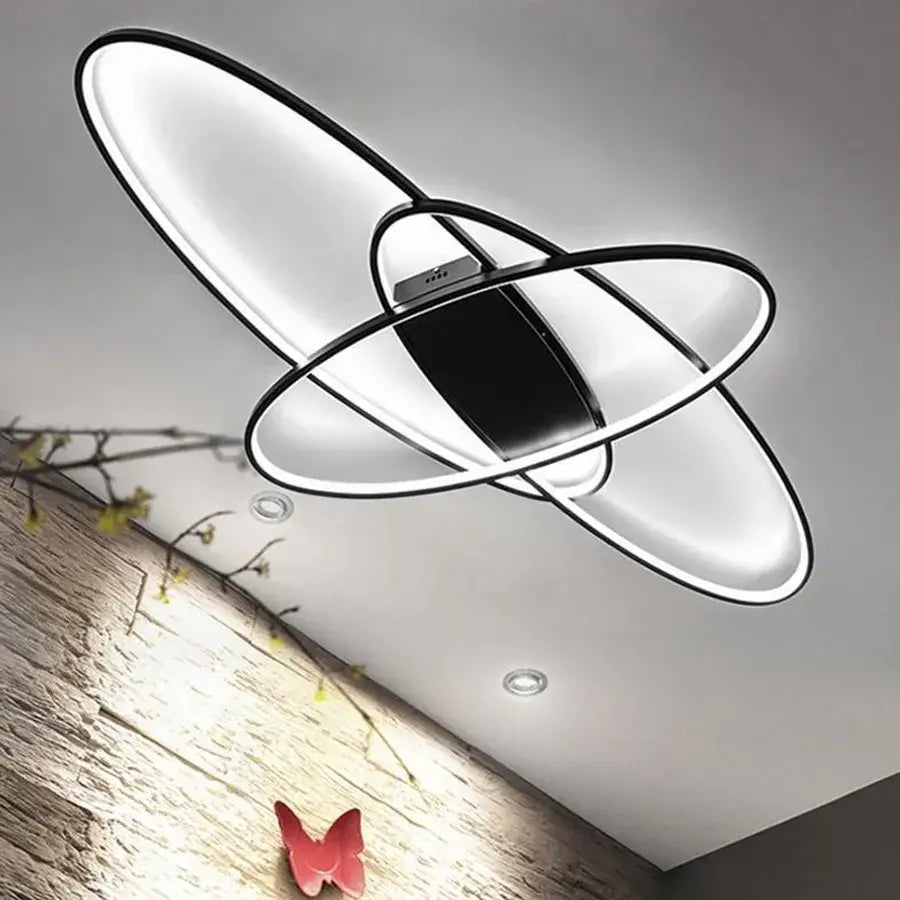 Πολυέλαιος LED με τηλεχειριστήριο ORBITA 74W, 3 Στοιχεία, Οβάλ, Κρύο/Ζεστό/Ουδέτερο φως, Ρυθμιζόμενο, Μαύροι πολυέλαιοι LED με τηλεχειριστήριο Προεπιλεγμένος τίτλος Alessandro Design