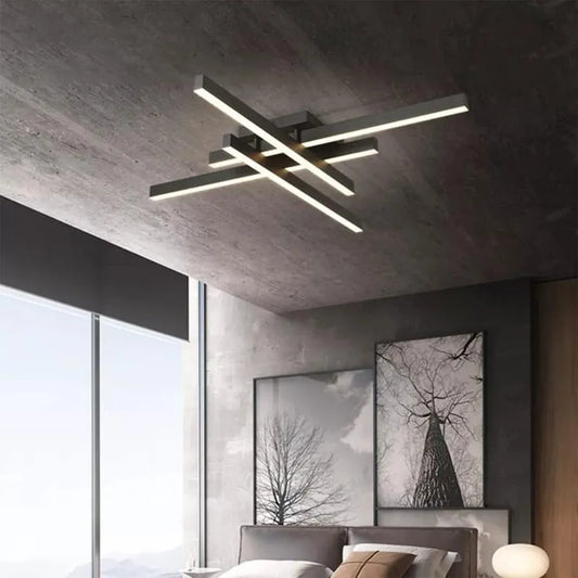 Πολυέλαιος LED με τηλεχειριστήριο MORA 80W, 4 Στοιχεία, Γραμμικό, Κρύο/Ζεστό/Ουδέτερο φως, Ρυθμιζόμενο, Μαύροι πολυέλαιοι LED με τηλεχειριστήριο Προεπιλεγμένος τίτλος Alessandro Design