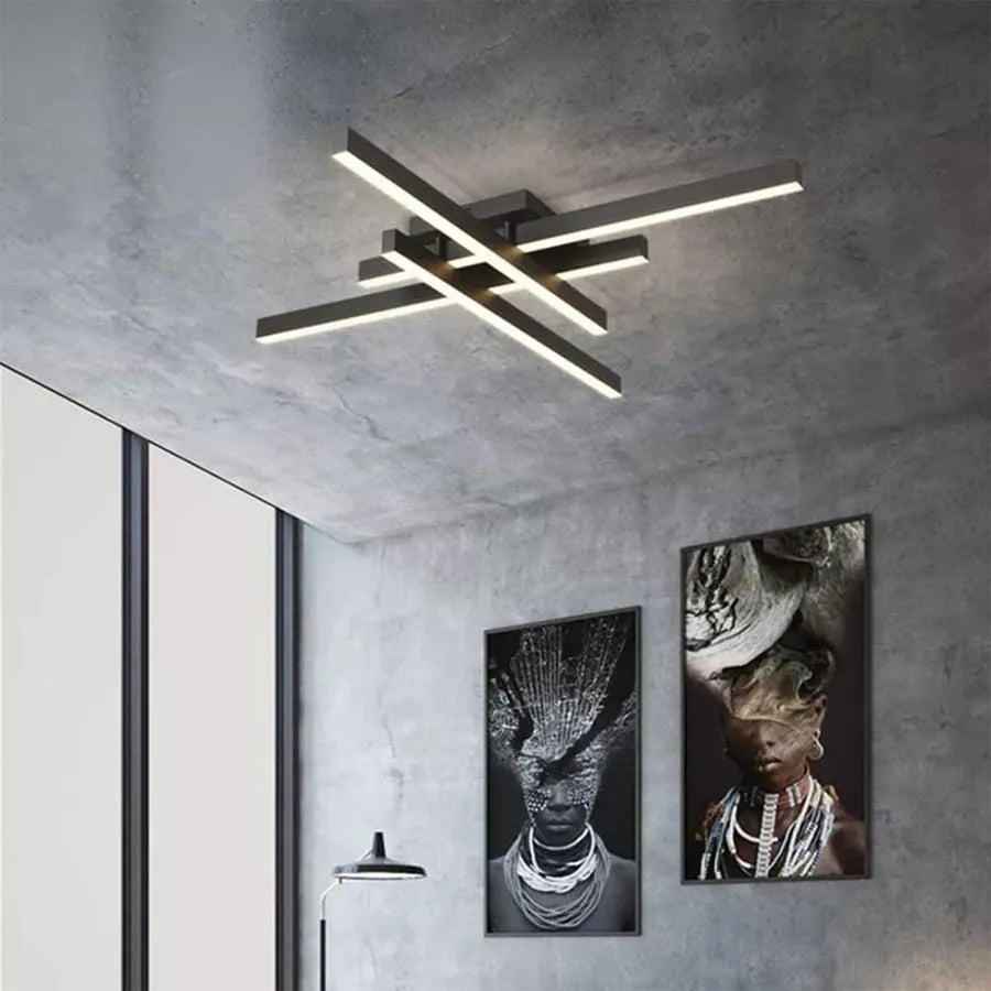 Πολυέλαιος LED με τηλεχειριστήριο MORA 80W, 4 Στοιχεία, Γραμμικό, Κρύο/Ζεστό/Ουδέτερο φως, Ρυθμιζόμενο, Μαύροι πολυέλαιοι LED με τηλεχειριστήριο Προεπιλεγμένος τίτλος Alessandro Design
