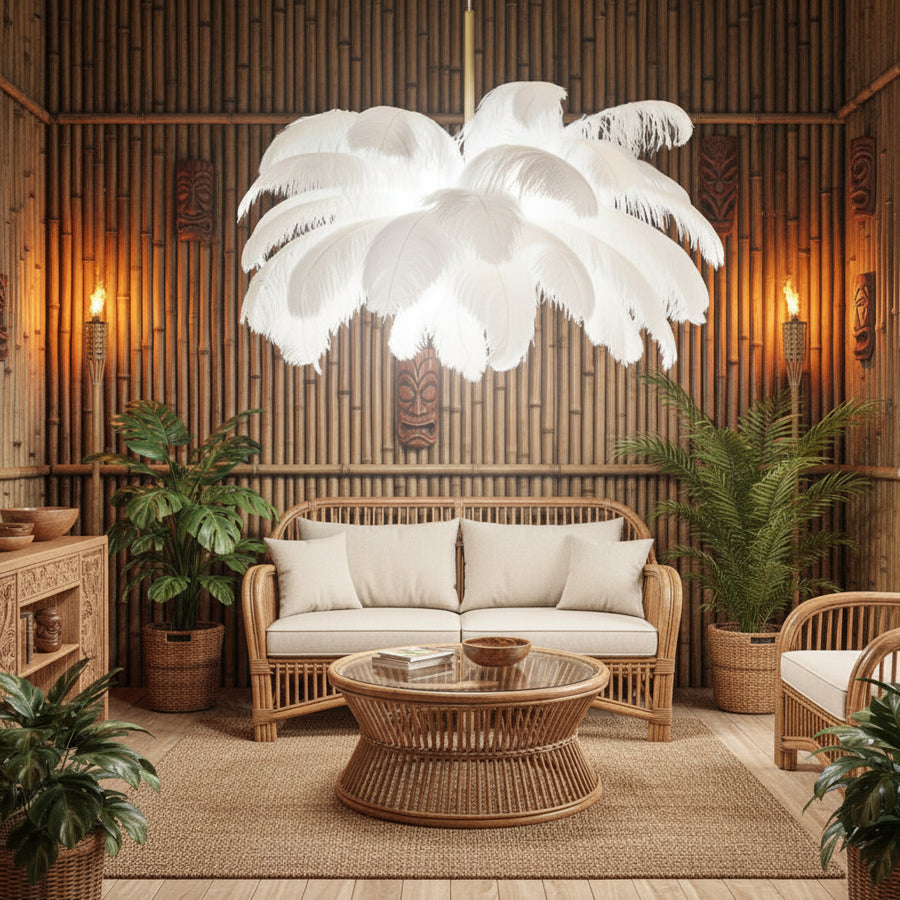 Minoss Modern Chandelier, 8W, Cold Light 6000K, Diameter 75 cm, Feathers, White Modern Chandeliers Προεπιλεγμένος τίτλος Alessandro Design