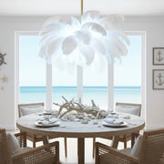 Minoss Modern Chandelier, 8W, Cold Light 6000K, Diameter 75 cm, Feathers, White Modern Chandeliers Προεπιλεγμένος τίτλος Alessandro Design
