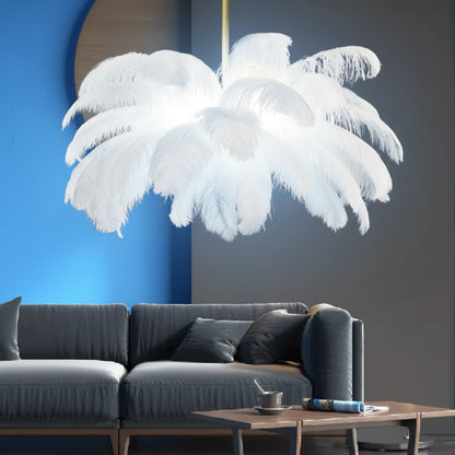 Minoss Modern Chandelier, 8W, Cold Light 6000K, Diameter 75 cm, Feathers, White Modern Chandeliers Προεπιλεγμένος τίτλος Alessandro Design