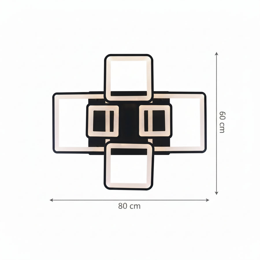 Πολυέλαιος LED με τηλεχειριστήριο ELLA 120W, 6 τετράγωνα, κρύο/θερμό/ουδέτερο φως, ρυθμιζόμενο, μαύρο, μεταλλικό και ακρυλικό πολυέλαιοι LED με τηλεχειριστήριο Προεπιλεγμένος τίτλος Alessandro Design