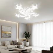 Πολυέλαιος LED με τηλεχειριστήριο IPOMOEA 85W, 5 αστέρια, Κρύο/Ζεστό/Ουδέτερο φως, Ρυθμιζόμενο, Λευκός πολυέλαιος LED με τηλεχειριστήριο Προεπιλεγμένος τίτλος Alessandro Design