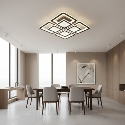 Πολυέλαιος LED με τηλεχειριστήριο SUSAN 96W, 4 τετράγωνα, κρύο/θερμό/ουδέτερο φως, ρυθμιζόμενο, μαύροι πολυέλαιοι LED με τηλεχειριστήριο Προεπιλεγμένος τίτλος Alessandro Design