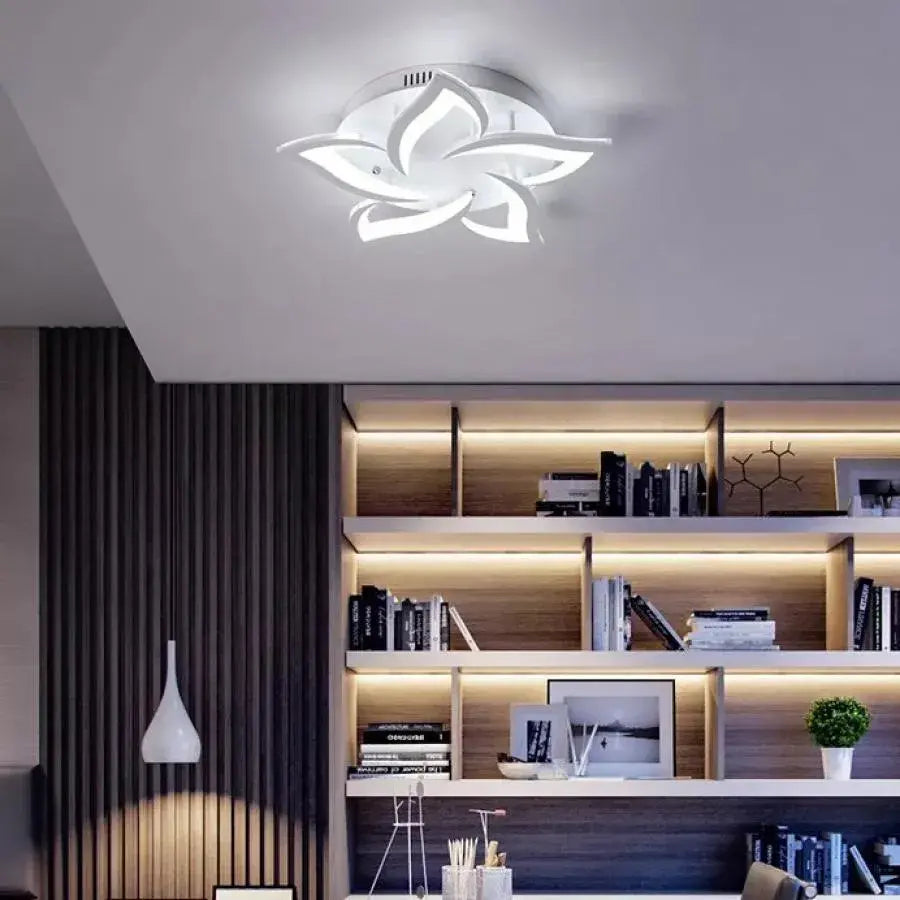 Πολυέλαιος LED με τηλεχειριστήριο LOTUS 54W, 5 πέταλα, κρύο/ζεστό/ουδέτερο φως, ρυθμιζόμενο, λευκός πολυέλαιος LED με τηλεχειριστήριο Προεπιλεγμένος τίτλος Alessandro Design
