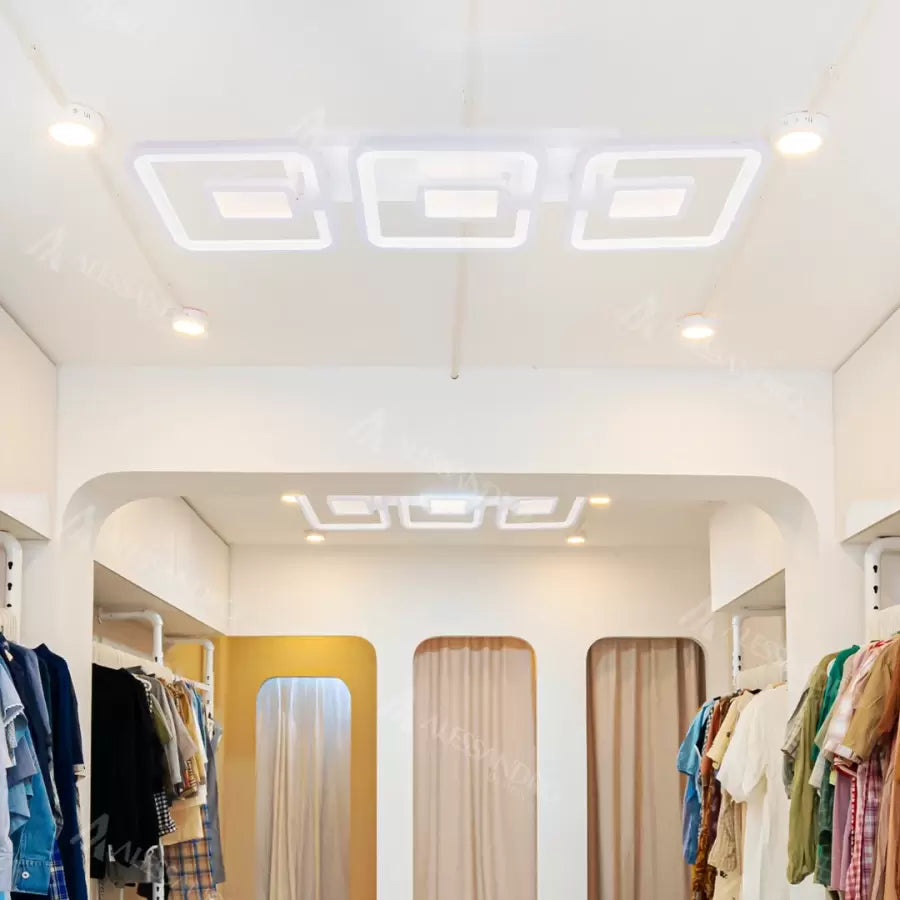 Πολυέλαιος LED με τηλεχειριστήριο FELIX 87W, 3 τετράγωνα, κρύο/θερμό/ουδέτερο φως, ρυθμιζόμενο, λευκοί πολυέλαιοι LED με τηλεχειριστήριο Προεπιλεγμένος τίτλος Alessandro Design