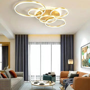 Πολυέλαιος LED με τηλεχειριστήριο LYRA 248W, 5 κύκλοι, κρύο/θερμό/ουδέτερο φως, ρυθμιζόμενο, βουρτσισμένο χρυσό Πολυέλαιοι LED με τηλεχειριστήριο Προεπιλεγμένος τίτλος Alessandro Design