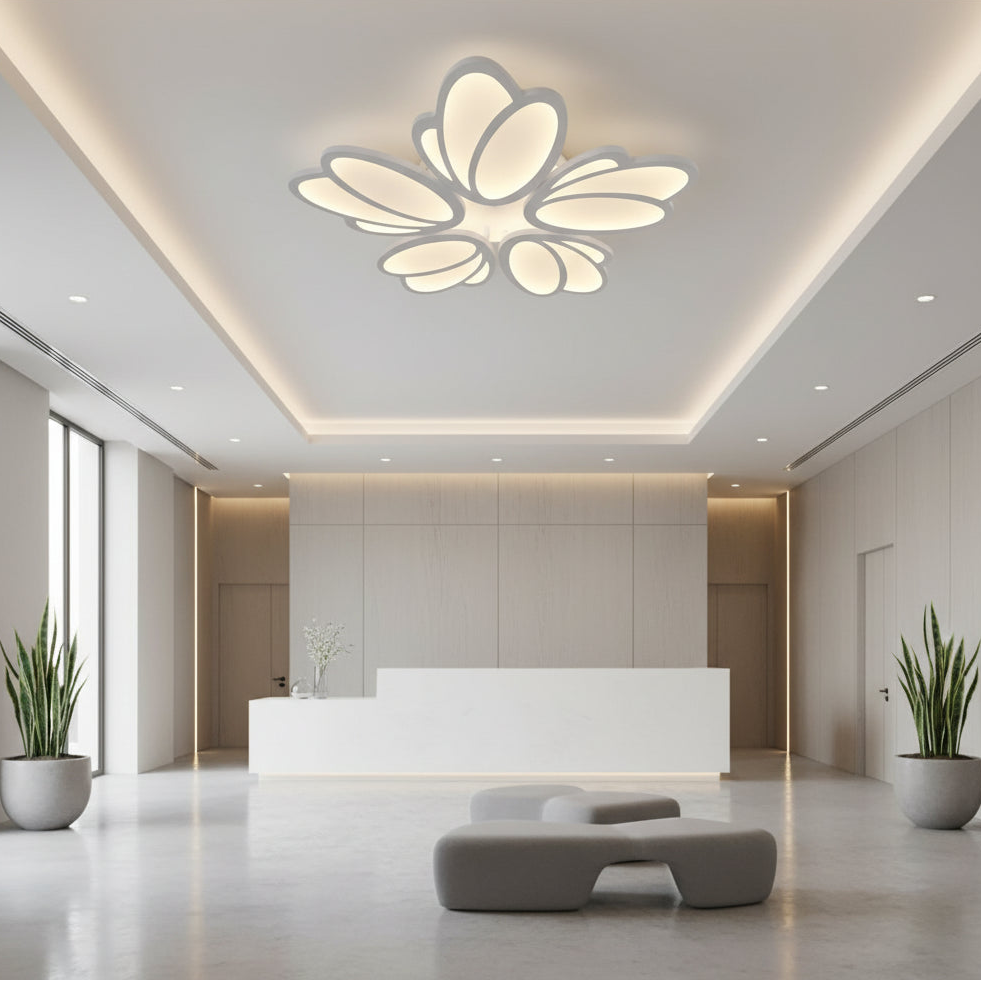 Πολυέλαιος LED με τηλεχειριστήριο TULIP 81W, 5 πέταλα, κρύο/ζεστό/ουδέτερο φως, ρυθμιζόμενο, λευκός πολυέλαιος LED με τηλεχειριστήριο Προεπιλεγμένος τίτλος Alessandro Design