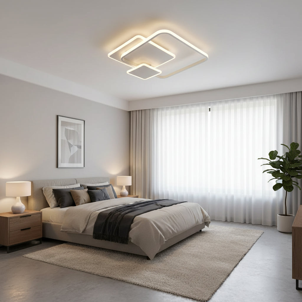 Πολυέλαιος LED με τηλεχειριστήριο ANEMONA 75W, 3 τετράγωνα, κρύο/θερμ/ουδέτερο φως, ρυθμιζόμενο, λευκός πολυέλαιος LED με τηλεχειριστήριο Προεπιλεγμένος τίτλος Alessandro Design