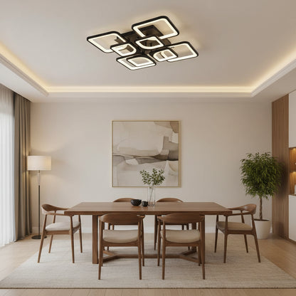 Πολυέλαιος LED με τηλεχειριστήριο ZOE, 8 τετράγωνα, 138W, κρύο/θερμό/ουδέτερο φως, ρυθμιζόμενο, μαύρο