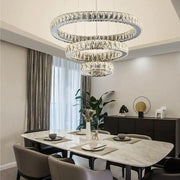 Κρεμαστός πολυέλαιος LED με τηλεχειριστήριο και κρύσταλλο TEATRU 36W, 3 κύκλοι, κρύο/θερμ/ουδέτερο φως, ρυθμιζόμενο, γυαλιστερό χρώμιο, ρυθμιζόμενο ύψος κρυστάλλινοι πολυέλαιοι LED Προεπιλεγμένος τίτλος Alessandro Design