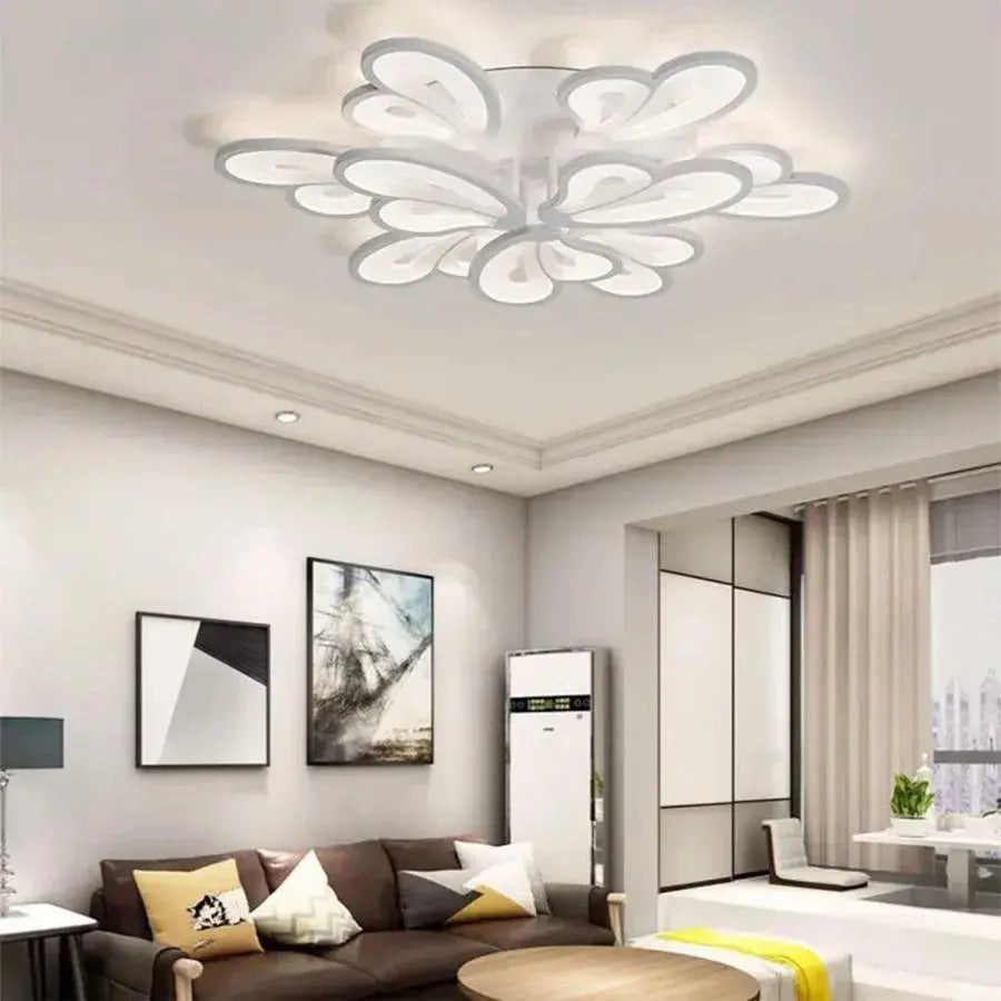 Πολυέλαιος LED με τηλεχειριστήριο BLOSSOM 49W, 9 πέταλα, κρύο/ζεστό/ουδέτερο φως, ρυθμιζόμενο, λευκός πολυέλαιος LED με τηλεχειριστήριο Προεπιλεγμένος τίτλος Alessandro Design