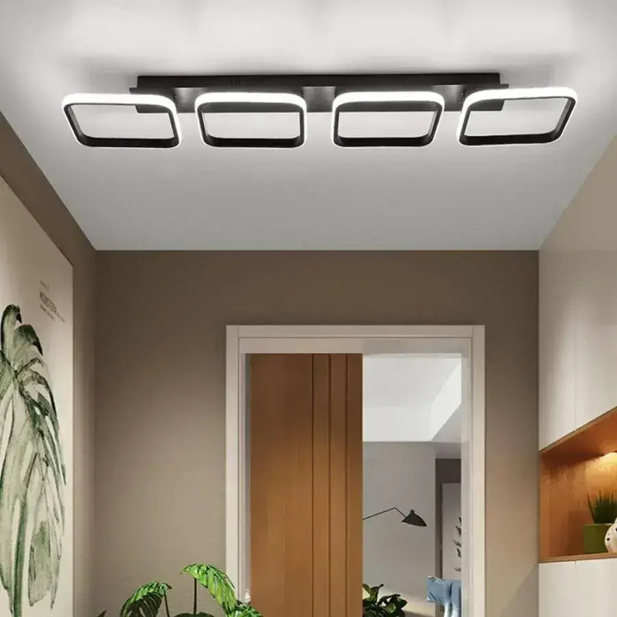 Πολυέλαιος LED VERTEX 45W, 4 τετράγωνα, Γραμμικό, Κρύο/Ζεστό/Ουδέτερο φως, Μαύροι πολυέλαιοι LED Προεπιλεγμένος τίτλος Alessandro Design