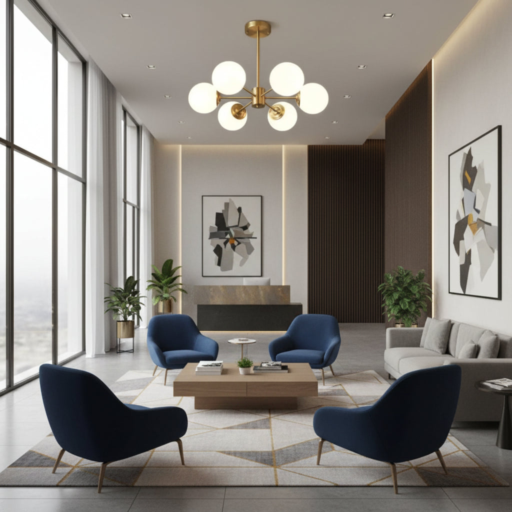 Chandelier LC801/6GD, 6x E27, White Gold, Metal Modern Chandeliers Προεπιλεγμένος τίτλος Alessandro Design