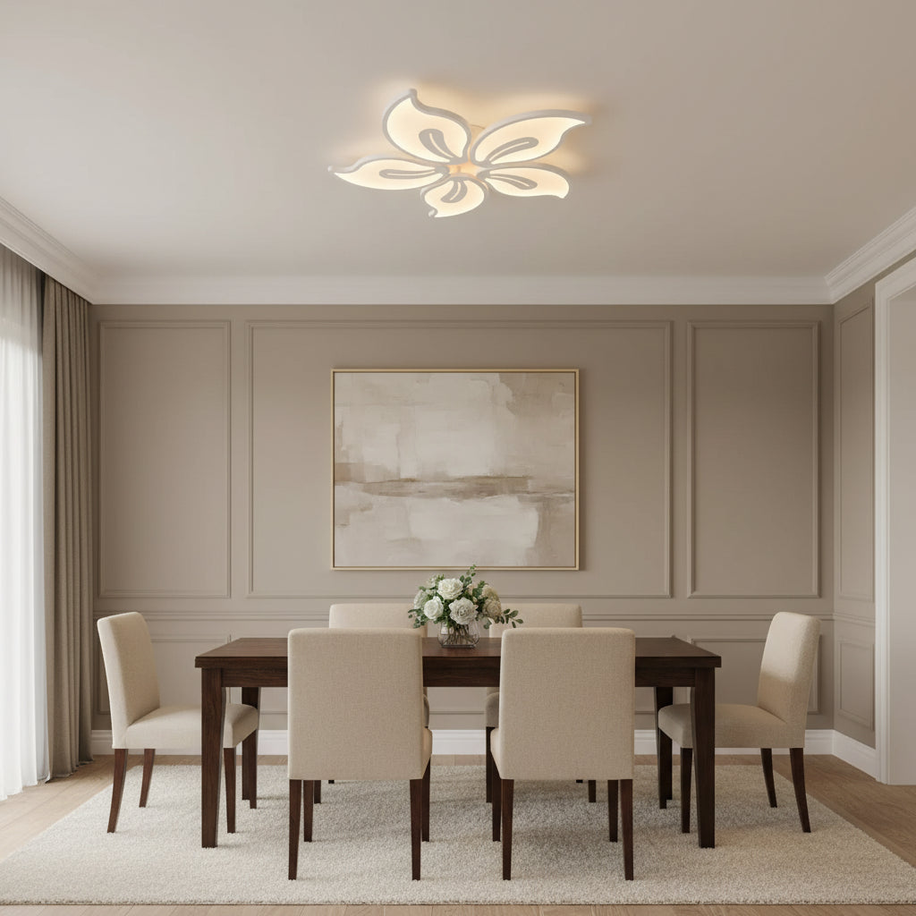 Πολυέλαιος LED με τηλεχειριστήριο JASMINE 66W, 5 πέταλα, κρύο/ζεστό/ουδέτερο φως, ρυθμιζόμενο, λευκός πολυέλαιος LED με τηλεχειριστήριο Προεπιλεγμένος τίτλος Alessandro Design
