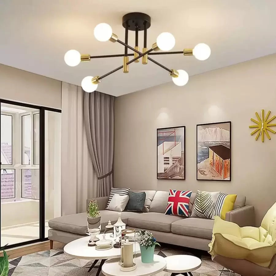 Modernist Hexa 6 Duo Chandelier, 6x E27, Black and Gold, Modern Design Modern Chandeliers Προεπιλεγμένος τίτλος Alessandro Design