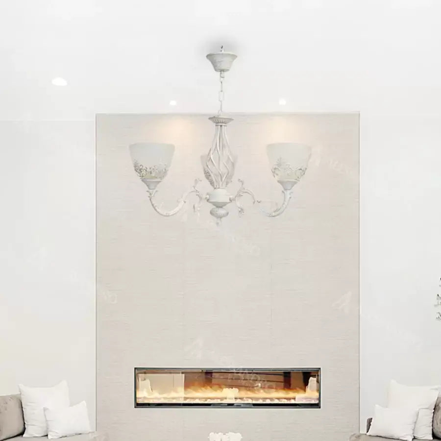 Πολυέλαιος VINTAGE, Τύπος κρεμαστό, COTTAGE, Circular, 3xE27, Glass and Metal, White Classic Chandeliers Προεπιλεγμένος τίτλος Alessandro Design