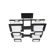 Aramis Classic Chandelier with Wood, Square Shade, 4 X E27 Socket, White / Black Classic Chandeliers Προεπιλεγμένος τίτλος Alessandro Design