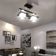 Aramis Classic Chandelier with Wood Square Shade 2X E27 Grey Black Classic Chandeliers Προεπιλεγμένος τίτλος Alessandro Design
