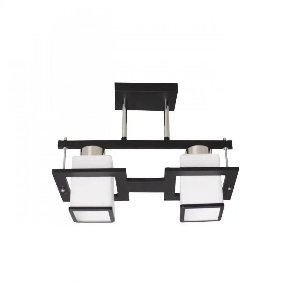 Aramis Classic Chandelier with Wood Square Shade 2X E27 Grey Black Classic Chandeliers Προεπιλεγμένος τίτλος Alessandro Design