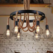 Andy Chandelier 6x E27 Metal and Brown Rope Vintage Chandeliers Προεπιλεγμένος τίτλος Alessandro Design