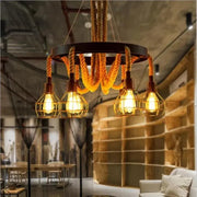 Andy Chandelier 6x E27 Metal and Brown Rope Vintage Chandeliers Προεπιλεγμένος τίτλος Alessandro Design